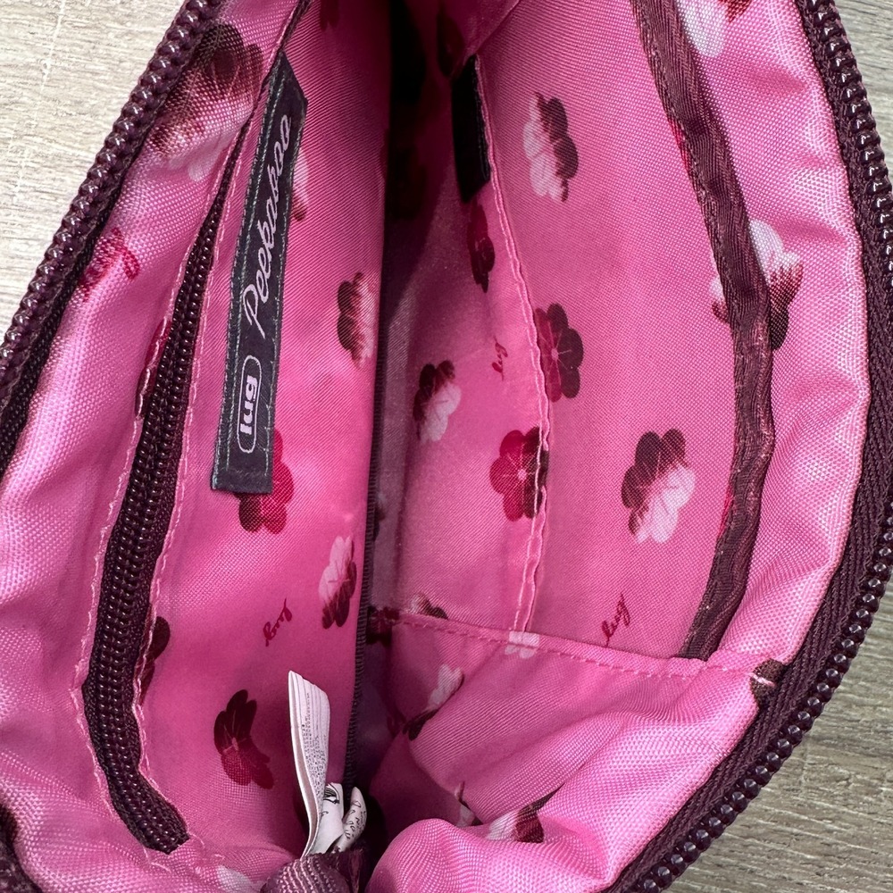 Lug Peekaboo RFID Pouch Wristlet Purse Shibori Wine Pink Maroon Quilted Pouch - Picture 5 of 8